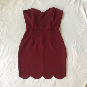 Maroon Mini Dress Strapless